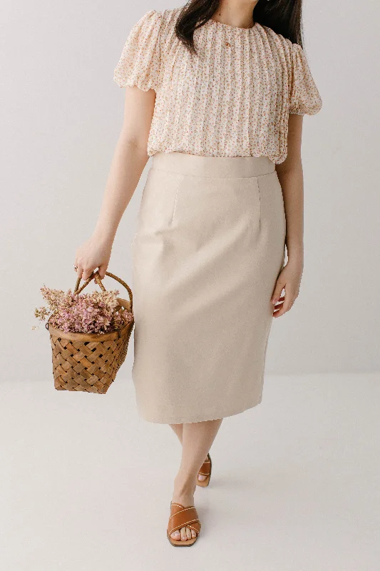 'Anna' Pencil Skirt in Cream FINAL SALE chiffon skirt lightweight