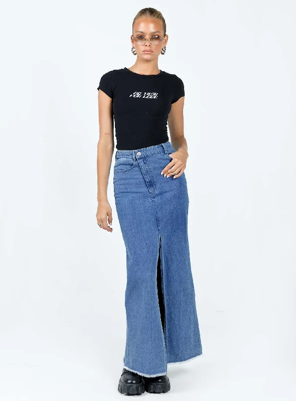 Benetti Midi Denim Skirt linen skirt breathable