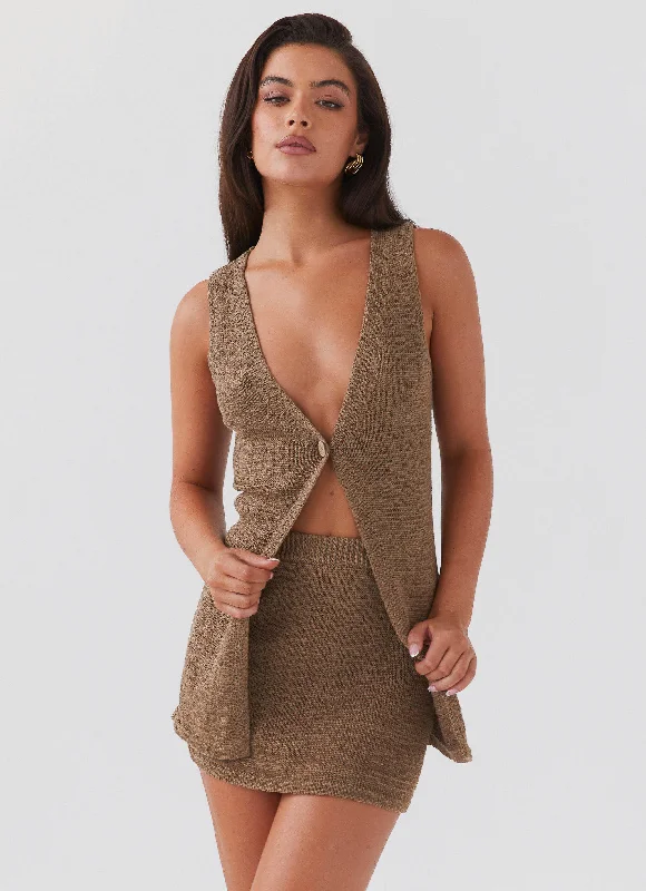 Capri Glow Knit Skirt - Khaki lace skirt romantic