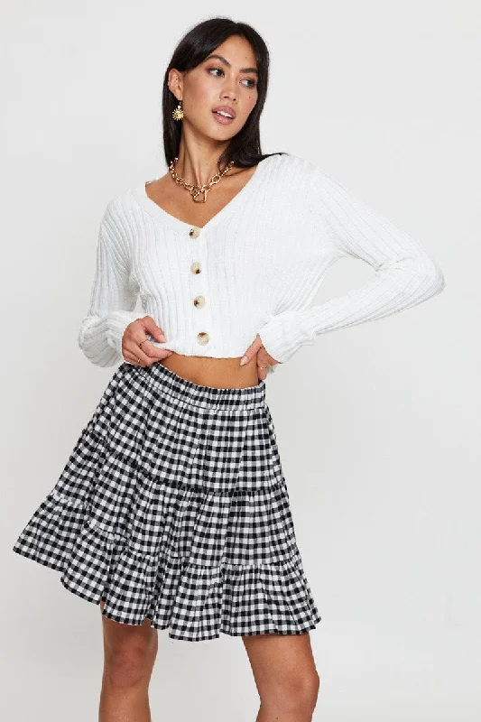 Check Flare Skirt Mini High Rise vintage skirt charm