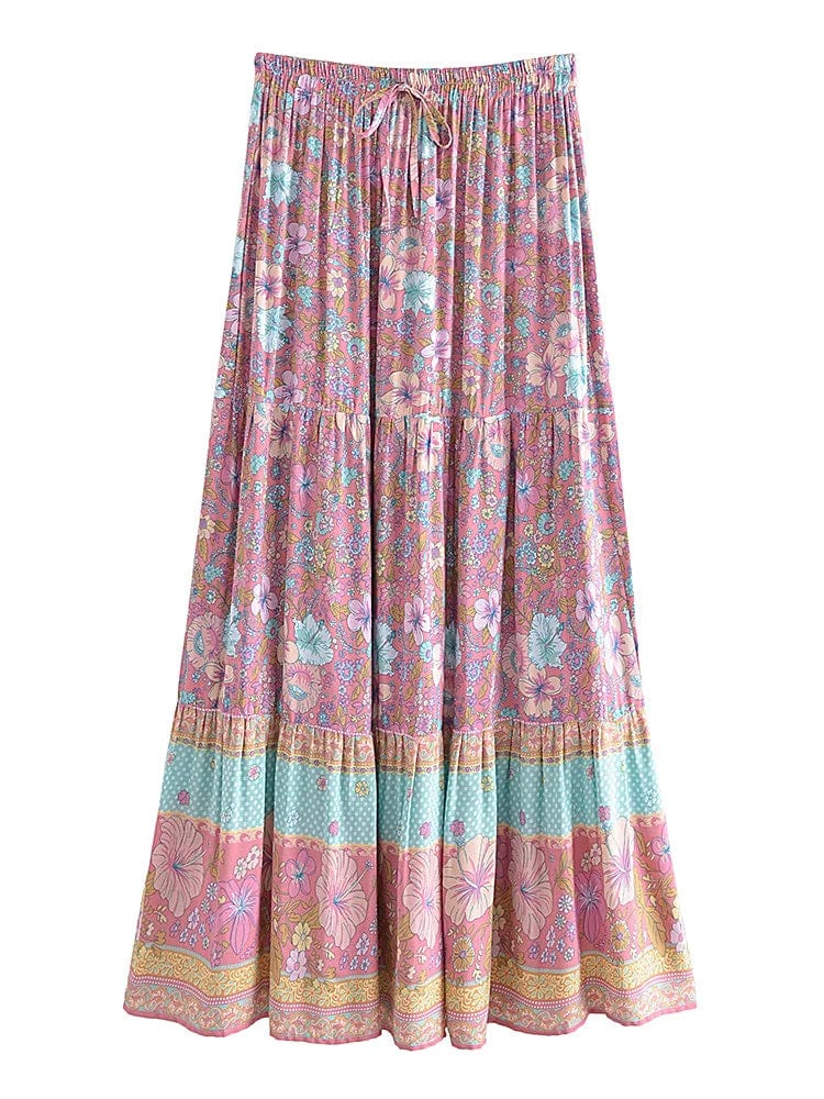 CLOVER Midi Skirt - Pink wool skirt warm