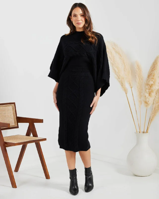 Don Skirt-Black silk skirt lustrous