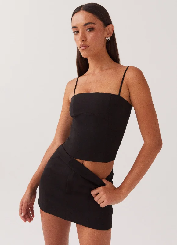 Eliana Suit Mini Skirt - Black chiffon skirt delicate