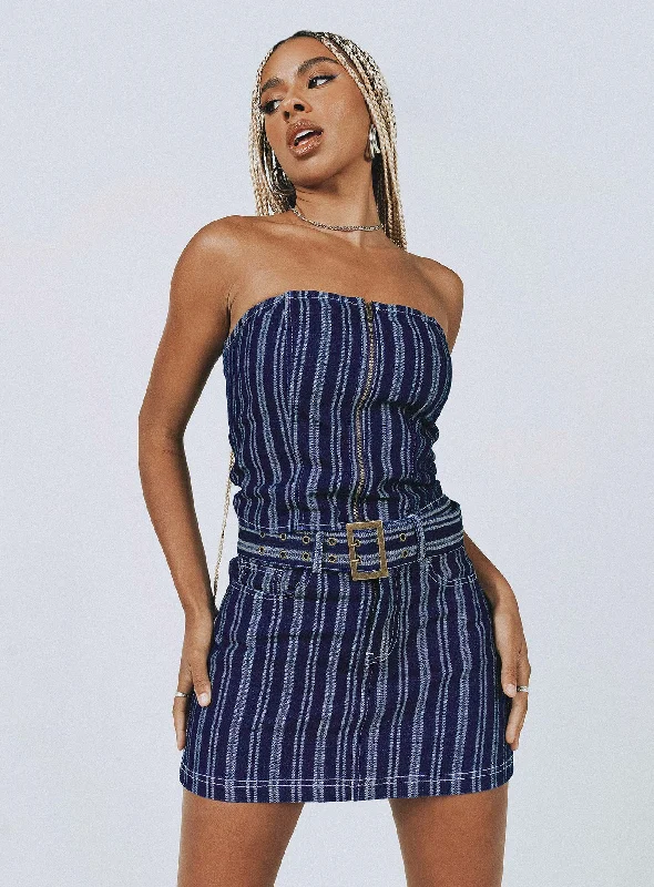 Fernley Skirt Blue ribbed skirt waist
