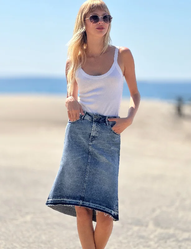 Hi-Low Denim Skirt denim skirt durable