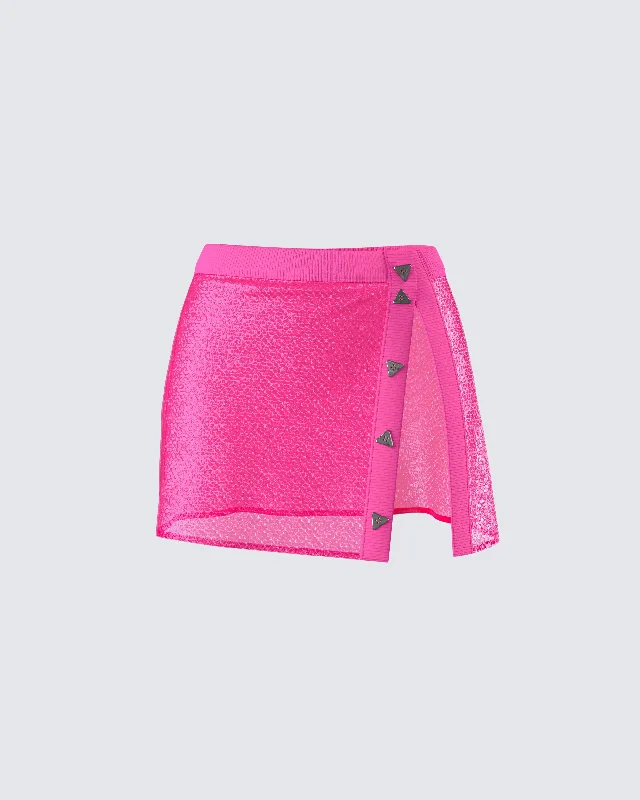 Irie Pink Sequin Mini Skirt leather skirt durable