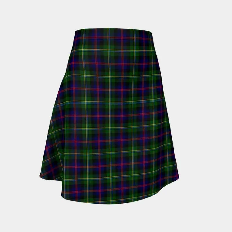 Malcolm Modern Tartan Flared Skirt button skirt front