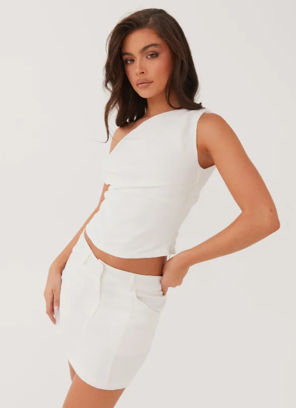 Marissa Linen Mini Skirt - White relaxed fit skirt