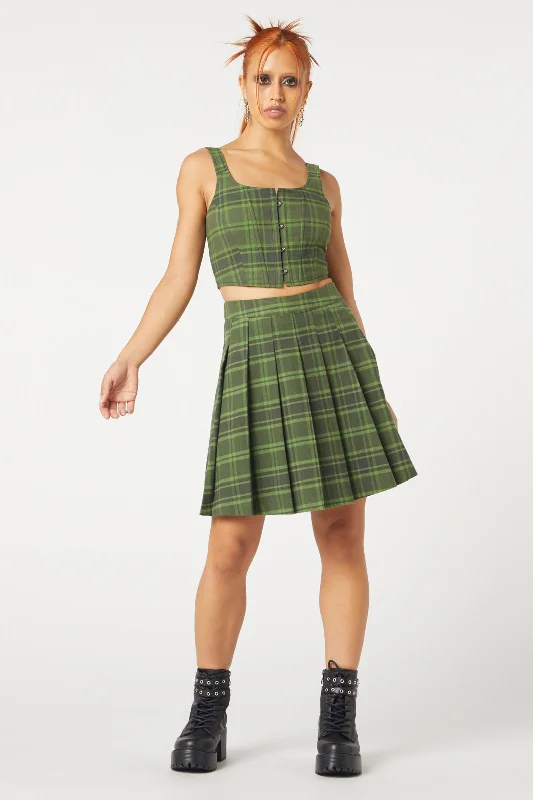 Meadow Tartan Pleated Skirt lace skirt intricate