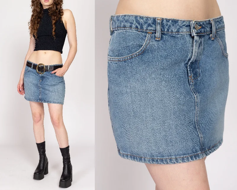 Medium Y2K Low Rise Jean Mini Skirt a-line skirt cut