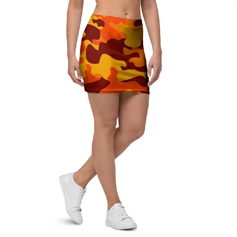 Orange Camo Print Mini Skirt lightweight skirt design