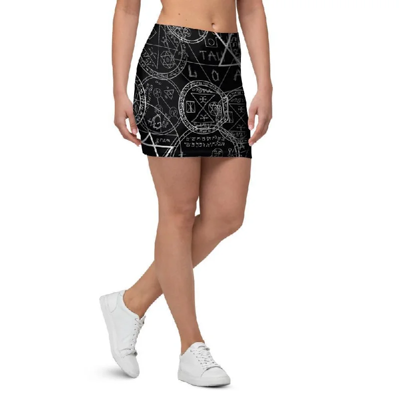 Pentagram Gothic Witch Mini Skirt linen skirt airy