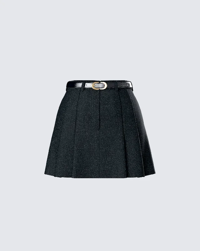 Perla Black Pleated Mini Skirt corduroy skirt cozy