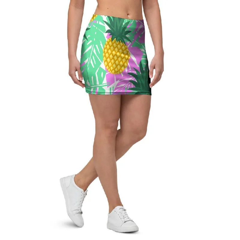 Pineapple Print Mini Skirt modal blend skirt