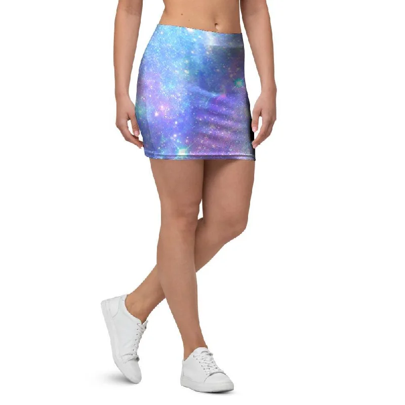 Pink and Blue Galaxy Space Mini Skirt denim skirt classic