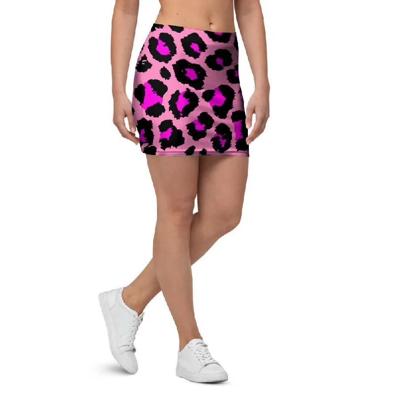 Pink Cheetah Leopard Mini Skirt velvet skirt rich