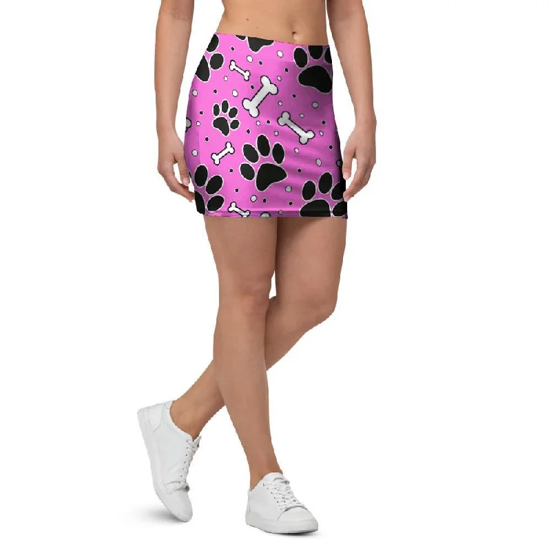 Pink Paw Mini Skirt leather skirt bold