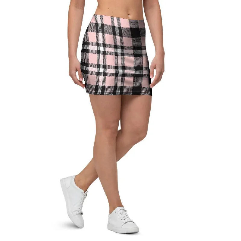 Pink Plaid Tartan Mini Skirt wool skirt warm