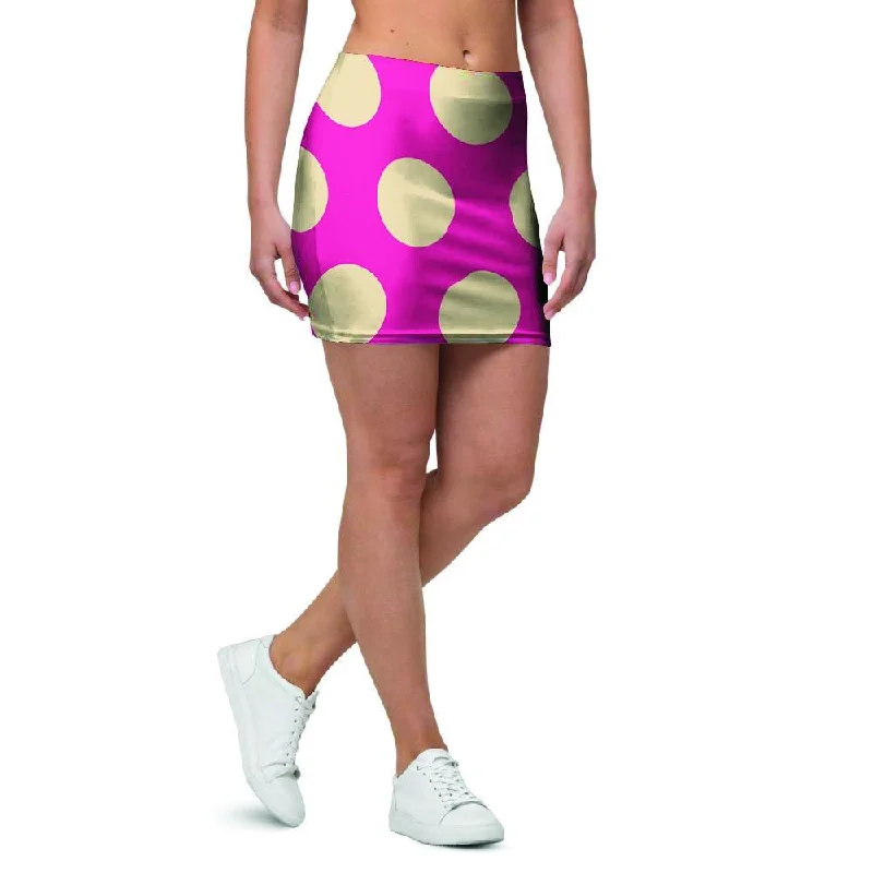 Pink Polka Dot Mini Skirt relaxed fit skirt