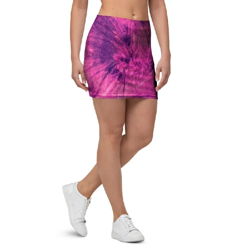 Pink Tie Dye Mini Skirt midi skirt versatile