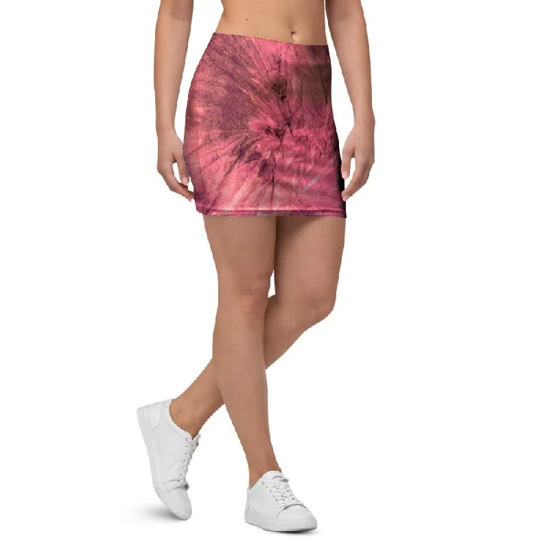 Pink Tie Dye Print Mini Skirt lightweight skirt design