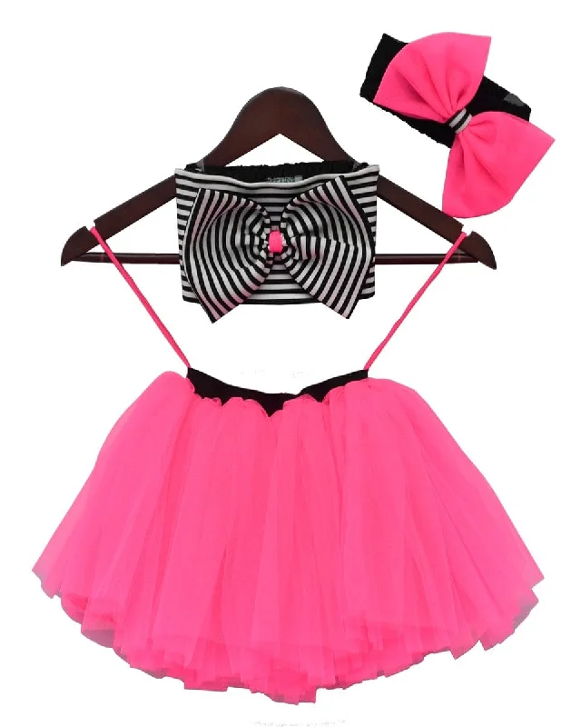 Pre-Order: Hot Pink Tutu Skirt with Stripe Lycra Top linen skirt airy