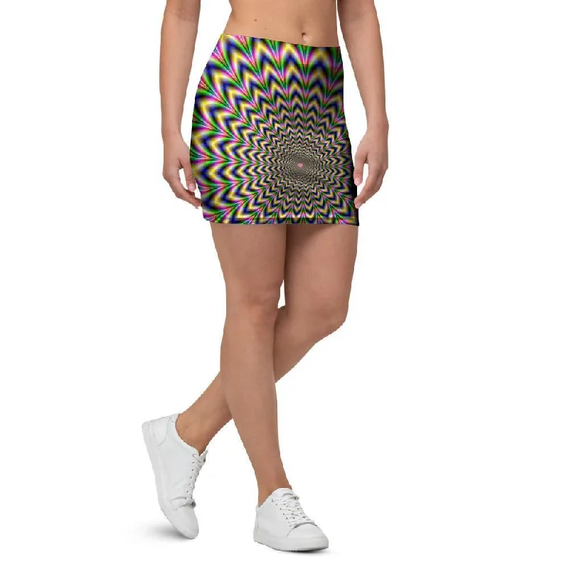 Psychedelic Blue Optical illusion Mini Skirt wool skirt sturdy