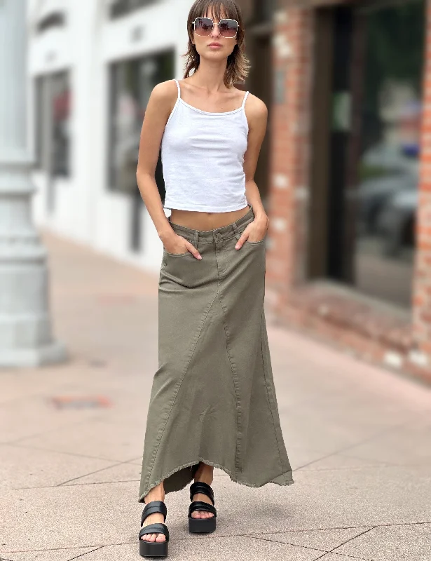 Selma Pieced Denim Maxi Skirt modal blend skirt