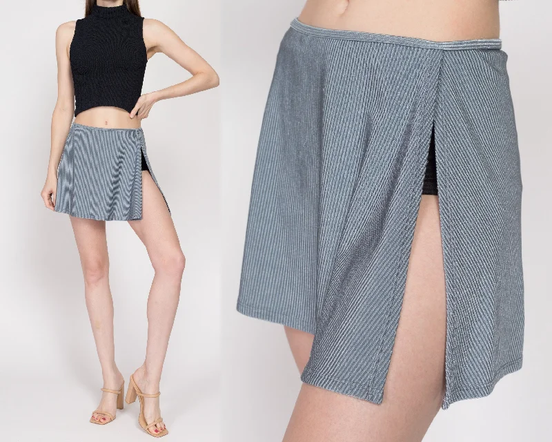 Sm-Med Y2K High Slit Micro Mini Skirt linen skirt relaxed