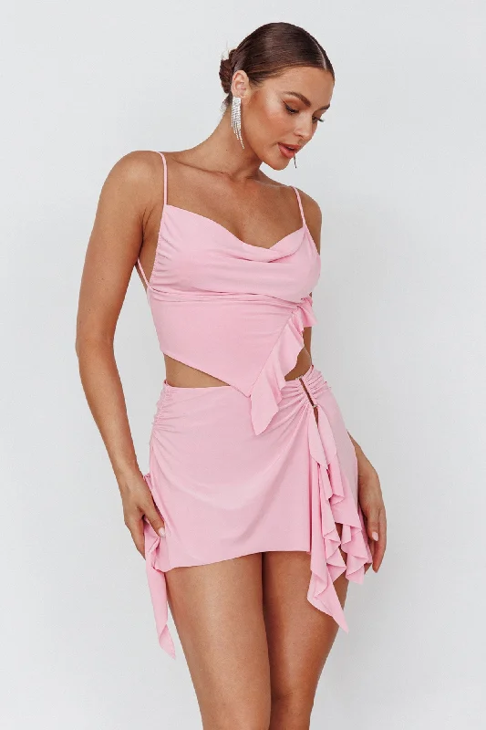 Such A Tease Split Mini Skirt Pink high waist skirt