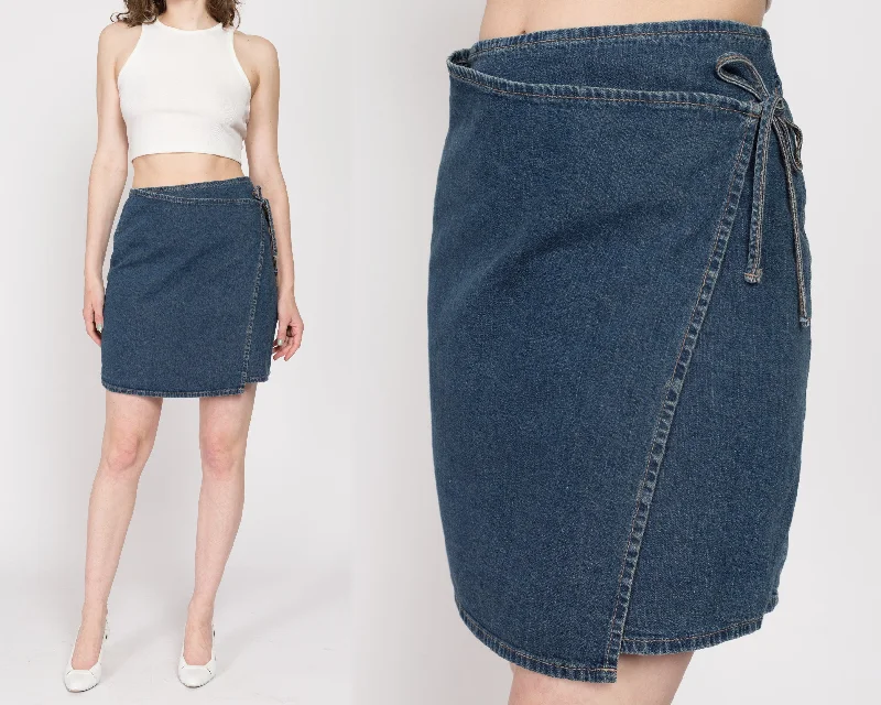 XS 90s Denim Low Rise Wrap Mini Skirt seamless skirt comfort